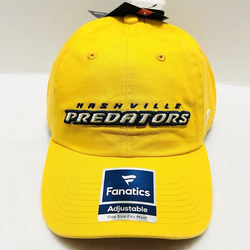 Fanatics Nashville Predators Wordmark Hat Cap Adjustable Strap Yellow‎ NHL